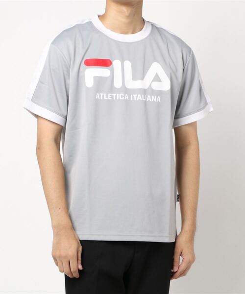 FILA(フィラ)の「FILA/フィラ ブランド ロゴ プリント 吸汗速乾 袖切替 半袖 Tシャツ(Tシャツ/カットソー・メンズ・シルバーグレー/ホワイト/ブラック・M/L)」の3枚目の写真