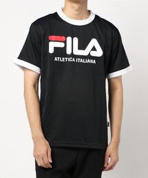 FILA/フィラ ブランド ロゴ プリント 吸汗速乾 袖切替 半袖 Tシャツ