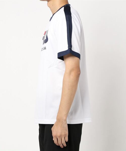 FILA(フィラ)の「FILA/フィラ ブランド ロゴ プリント 吸汗速乾 袖切替 半袖 Tシャツ(Tシャツ/カットソー・メンズ・シルバーグレー/ホワイト/ブラック・M/L)」の4枚目の写真