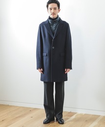 Herno ヘリンボーンチェスターコート 冬の風景が美しく見える HERNO/ヘルノの前立て付きヘリンボーン