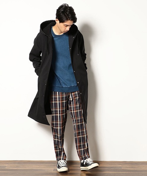 Purple&Yellow(パープルアンドイエロー)の「ボンディングフリース ロングフードコート(ステンカラーコート・メンズ・ブラック/カーキ・SMALL/MEDIUM/LARGE)」の14枚目の写真