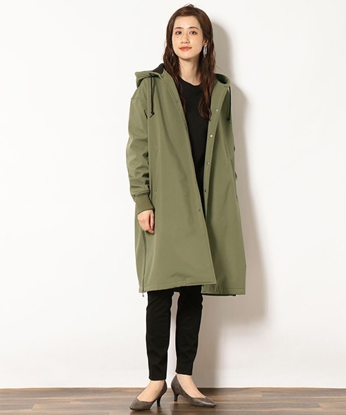 Purple&Yellow(パープルアンドイエロー)の「ボンディングフリース ロングフードコート(ステンカラーコート・メンズ・ブラック/カーキ・SMALL/MEDIUM/LARGE)」の11枚目の写真