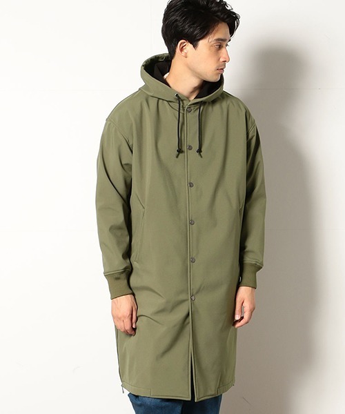 Purple&Yellow(パープルアンドイエロー)の「ボンディングフリース ロングフードコート(ステンカラーコート・メンズ・ブラック/カーキ・SMALL/MEDIUM/LARGE)」の8枚目の写真