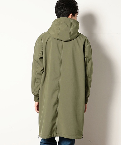 Purple&Yellow(パープルアンドイエロー)の「ボンディングフリース ロングフードコート(ステンカラーコート・メンズ・ブラック/カーキ・SMALL/MEDIUM/LARGE)」の6枚目の写真