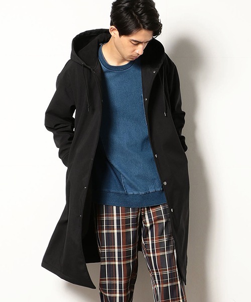 Purple&Yellow(パープルアンドイエロー)の「ボンディングフリース ロングフードコート(ステンカラーコート・メンズ・ブラック/カーキ・SMALL/MEDIUM/LARGE)」の19枚目の写真