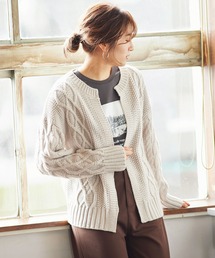 KOBE LETTUCE | インドネシアクルーネックケーブルニットカーディガン(カーディガン/ボレロ)