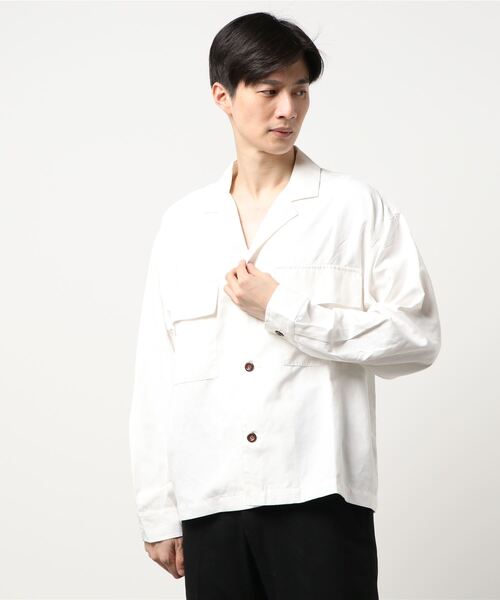 NO WAY(ノーウェイ)の「/ポリスエードD/Sラペルドシャツ/(シャツ/ブラウス・メンズ・ブラック/オフホワイト/ブルー/グリーン/グレイッシュベージュ・MEDIUM/LARGE)」の22枚目の写真