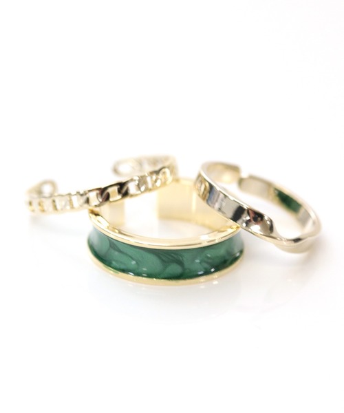 florist（フローリスト）の「マーブル3種リングセット（リング・レディース・グリーン/ホワイト・FREE）」の4枚目の写真