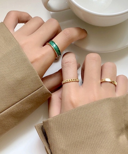 florist（フローリスト）の「マーブル3種リングセット（リング・レディース・グリーン/ホワイト・FREE）」の7枚目の写真