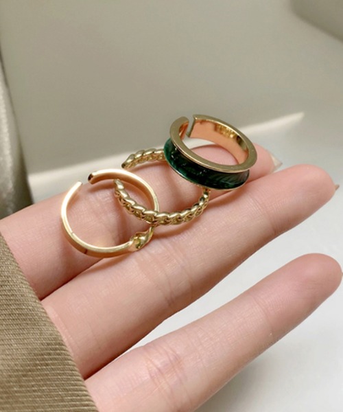 florist（フローリスト）の「マーブル3種リングセット（リング・レディース・グリーン/ホワイト・FREE）」の8枚目の写真