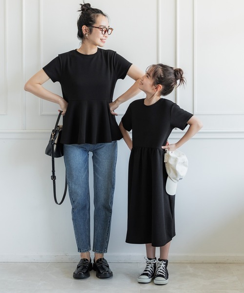 coca（coca）（コカ）の「キッズ エンボス加工切り替えギャザーワンピース（ワンピース・キッズ・ブラック/パープル/カーキ・100/110/130/120/140）」の14枚目の写真