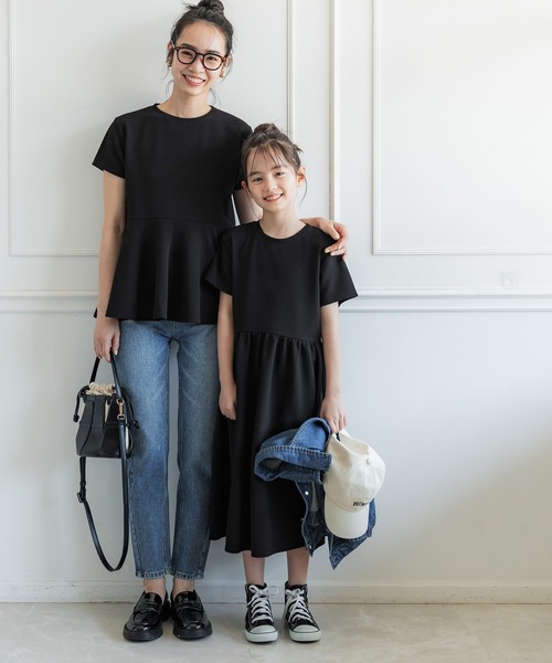 coca（coca）（コカ）の「キッズ エンボス加工切り替えギャザーワンピース（ワンピース・キッズ・ブラック/パープル/カーキ・100/110/130/120/140）」の13枚目の写真