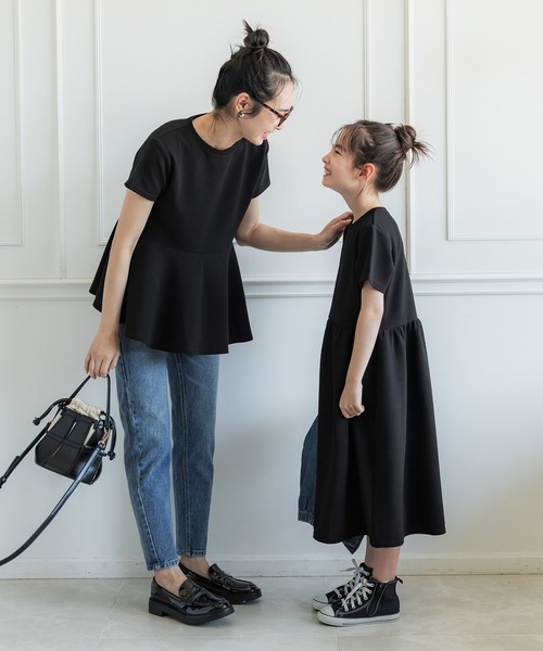 coca（coca）（コカ）の「キッズ エンボス加工切り替えギャザーワンピース（ワンピース・キッズ・ブラック/パープル/カーキ・100/110/130/120/140）」の12枚目の写真