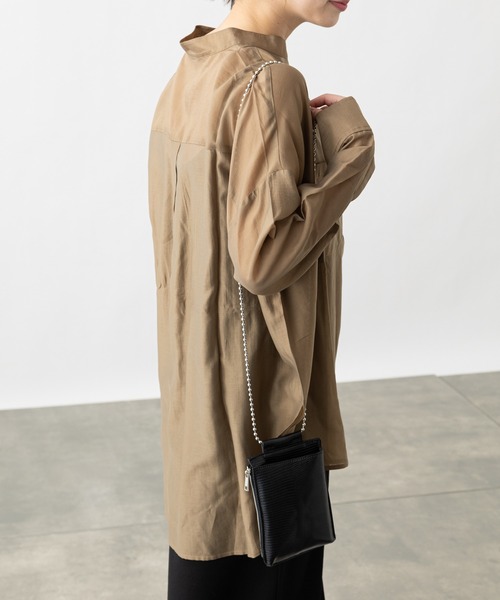 COLONY 2139(コロニートゥーワンスリーナイン)の「再生ポリバンドカラーシアー長袖シャツ(シャツ/ブラウス・レディース・カーキ/オフホワイト/ベージュ/ブラック・MEDIUM/LARGE)」の14枚目の写真