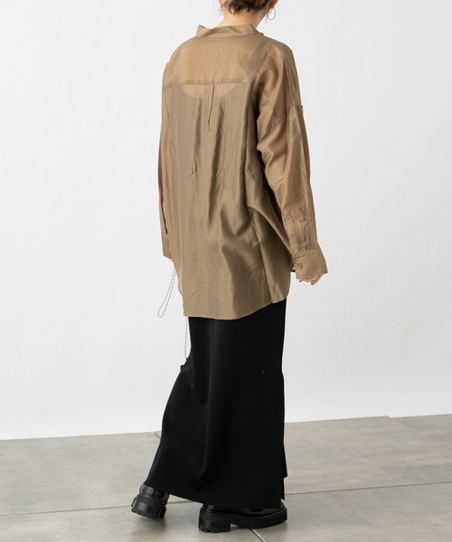 COLONY 2139(コロニートゥーワンスリーナイン)の「再生ポリバンドカラーシアー長袖シャツ(シャツ/ブラウス・レディース・カーキ/オフホワイト/ベージュ/ブラック・MEDIUM/LARGE)」の20枚目の写真