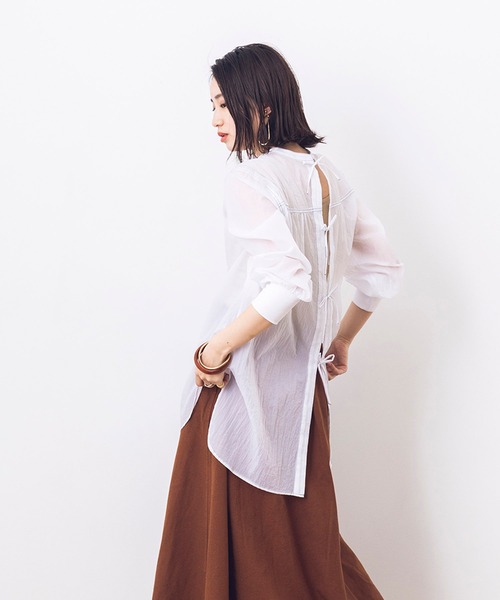 khakito（カーキト）の「シアー サージカルブラウス（シャツ/ブラウス・レディース・ブラック/オフホワイト/ライトカーキ・FREE）」の5枚目の写真