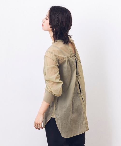 khakito（カーキト）の「シアー サージカルブラウス（シャツ/ブラウス・レディース・ブラック/オフホワイト/ライトカーキ・FREE）」の7枚目の写真