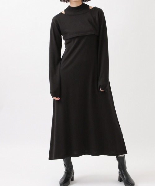 ROCKET x LUNCH（ロケットアンドランチ）の「ROCKET×LUNCH／レイヤーロングワンピース　2932513（ワンピース・レディース・ブラック/セージグリーン・SMALL）」の2枚目の写真