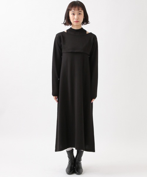 ROCKET x LUNCH（ロケットアンドランチ）の「ROCKET×LUNCH／レイヤーロングワンピース　2932513（ワンピース・レディース・ブラック/セージグリーン・SMALL）」の7枚目の写真