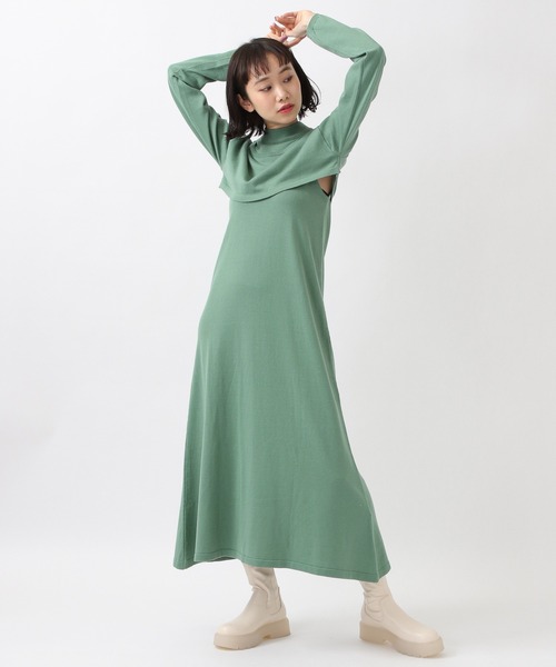 ROCKET x LUNCH（ロケットアンドランチ）の「ROCKET×LUNCH／レイヤーロングワンピース　2932513（ワンピース・レディース・ブラック/セージグリーン・SMALL）」の22枚目の写真