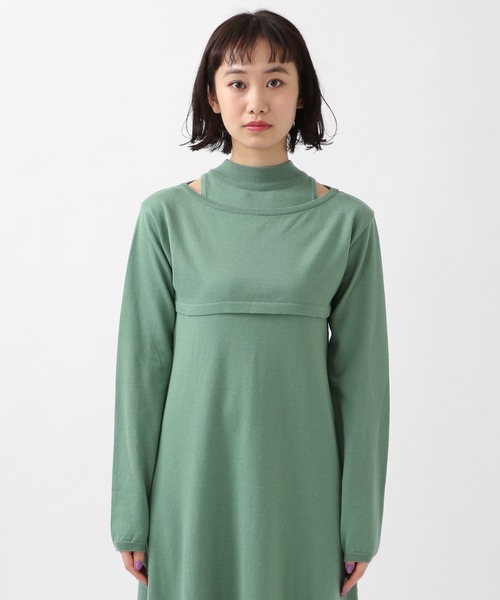 ROCKET x LUNCH（ロケットアンドランチ）の「ROCKET×LUNCH／レイヤーロングワンピース　2932513（ワンピース・レディース・ブラック/セージグリーン・SMALL）」の4枚目の写真