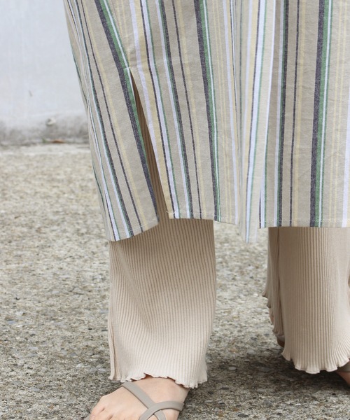 LAVEANGE（ラビアンジェ）の「リネンライク コットン ストライプワンピース（ワンピース・レディース・ベージュ/ネイビー/オフホワイト/ブルー/ブラック/チャコールグレー・LL/3L/4L/5L/M/L）」の13枚目の写真