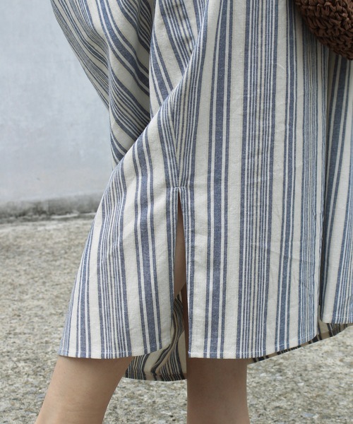 LAVEANGE（ラビアンジェ）の「リネンライク コットン ストライプワンピース（ワンピース・レディース・ベージュ/ネイビー/オフホワイト/ブルー/ブラック/チャコールグレー・LL/3L/4L/5L/M/L）」の20枚目の写真