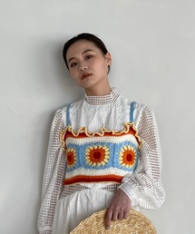 【SANSeLF】crochet knit frill bistier　sanw73
