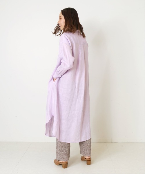 Simplicite（サンプリシテ）の「リネン100ロングシャツワンピース◆（シャツワンピース・レディース・ベージュ/パープル・FREE）」の11枚目の写真