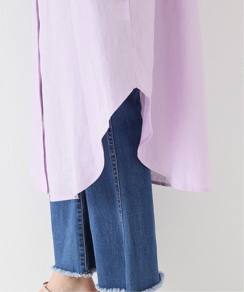 Simplicite（サンプリシテ）の「リネン100ロングシャツワンピース◆（シャツワンピース・レディース・ベージュ/パープル・FREE）」の10枚目の写真