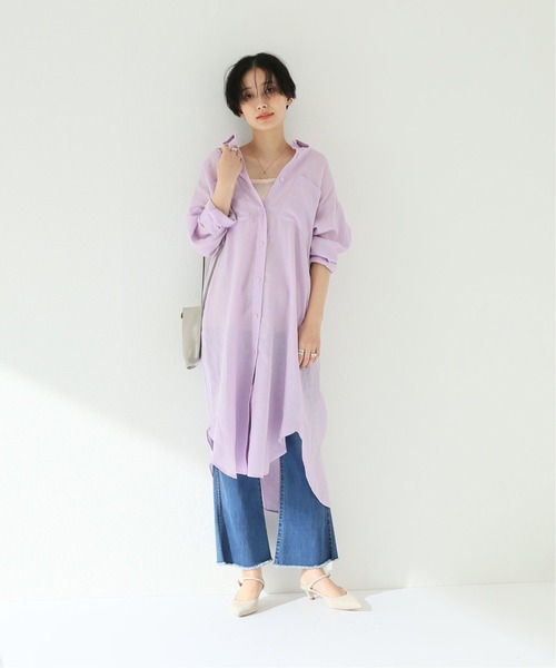 Simplicite（サンプリシテ）の「リネン100ロングシャツワンピース◆（シャツワンピース・レディース・ベージュ/パープル・FREE）」の21枚目の写真