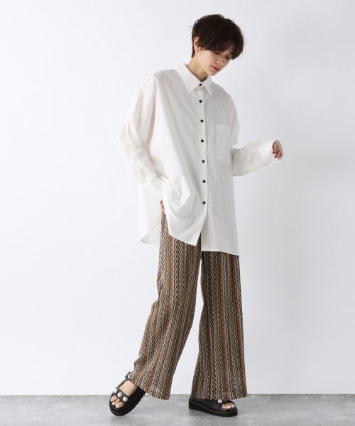 JEANASIS（ジーナシス）の「2WAYスリーブBIGシャツ/943266（シャツ/ブラウス・レディース・チャコールグレー/ブルー/ホワイト・FREE）」の6枚目の写真