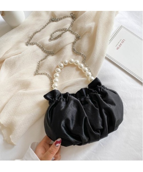 LAC-VERT（ラック・ヴェール）の「【LAC VERT/ラック・ヴェール】くしゅくしゅパールハンドバッグ（ハンドバッグ・レディース・ホワイト/ブラック/パープル/ブルー・FREE）」の8枚目の写真