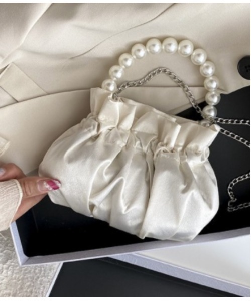 LAC-VERT（ラック・ヴェール）の「【LAC VERT/ラック・ヴェール】くしゅくしゅパールハンドバッグ（ハンドバッグ・レディース・ホワイト/ブラック/パープル/ブルー・FREE）」の10枚目の写真