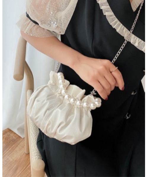 LAC-VERT（ラック・ヴェール）の「【LAC VERT/ラック・ヴェール】くしゅくしゅパールハンドバッグ（ハンドバッグ・レディース・ホワイト/ブラック/パープル/ブルー・FREE）」の13枚目の写真