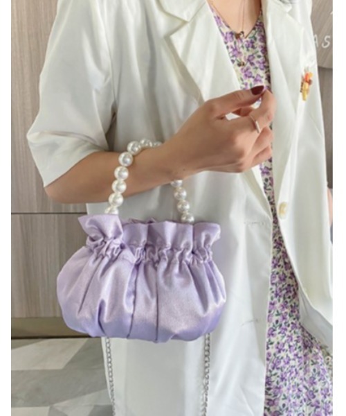 LAC-VERT（ラック・ヴェール）の「【LAC VERT/ラック・ヴェール】くしゅくしゅパールハンドバッグ（ハンドバッグ・レディース・ホワイト/ブラック/パープル/ブルー・FREE）」の14枚目の写真