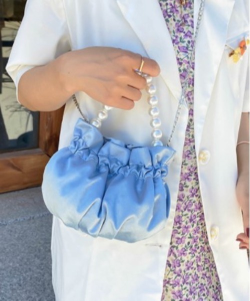 LAC-VERT（ラック・ヴェール）の「【LAC VERT/ラック・ヴェール】くしゅくしゅパールハンドバッグ（ハンドバッグ・レディース・ホワイト/ブラック/パープル/ブルー・FREE）」の11枚目の写真