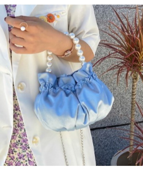 LAC-VERT（ラック・ヴェール）の「【LAC VERT/ラック・ヴェール】くしゅくしゅパールハンドバッグ（ハンドバッグ・レディース・ホワイト/ブラック/パープル/ブルー・FREE）」の9枚目の写真