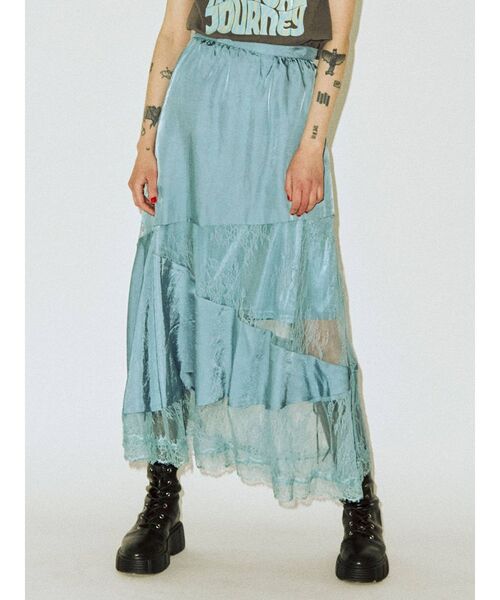 jouetie（ジュエティ）の「ブロッキングマーメイドレーススカート（スカート・レディース・ブラック/ブルー/アイボリー・MEDIUM）」の3枚目の写真