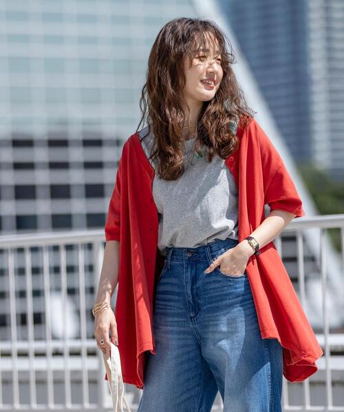 coen（コーエン）の「2WAYドレープチュニックカットソー（チュニック・レディース・レッド/ライム/オリーブ・MEDIUM/LARGE）」の3枚目の写真