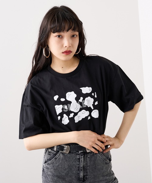 RASVOA（ラスボア）の「ウシ柄スマイル？Ｔシャツ（Tシャツ/カットソー・レディース・ブラック/オフホワイト・FREE）」の17枚目の写真