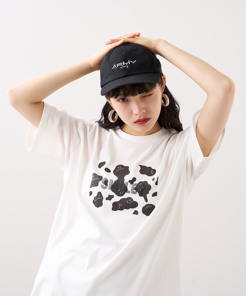 RASVOA（ラスボア）の「ウシ柄スマイル？Ｔシャツ（Tシャツ/カットソー・レディース・ブラック/オフホワイト・FREE）」の10枚目の写真