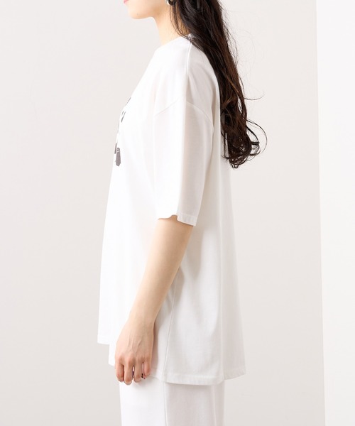 RASVOA（ラスボア）の「ウシ柄スマイル？Ｔシャツ（Tシャツ/カットソー・レディース・ブラック/オフホワイト・FREE）」の18枚目の写真