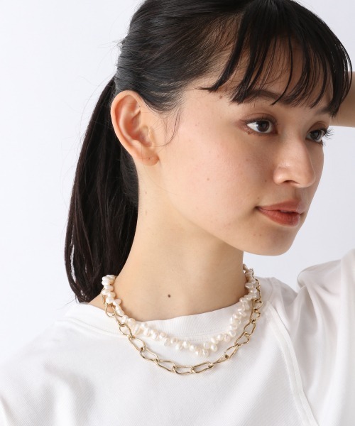 JEANASIS（ジーナシス）の「ハンドメイドチェーン・パールネックレス