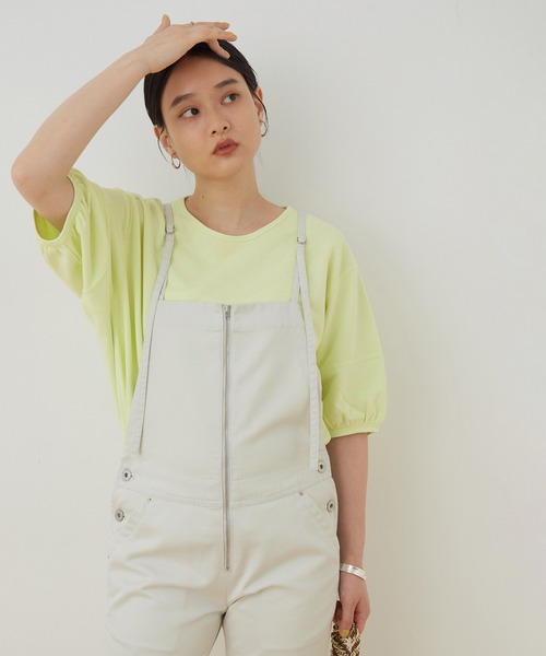 ADAM ET ROPE'(アダムエロペ)の「【WEB限定】ミニ裏毛パフスリーブTEE(Tシャツ/カットソー・レディース・チャコールグレー/キナリ/イエロー・FREE)」の2枚目の写真