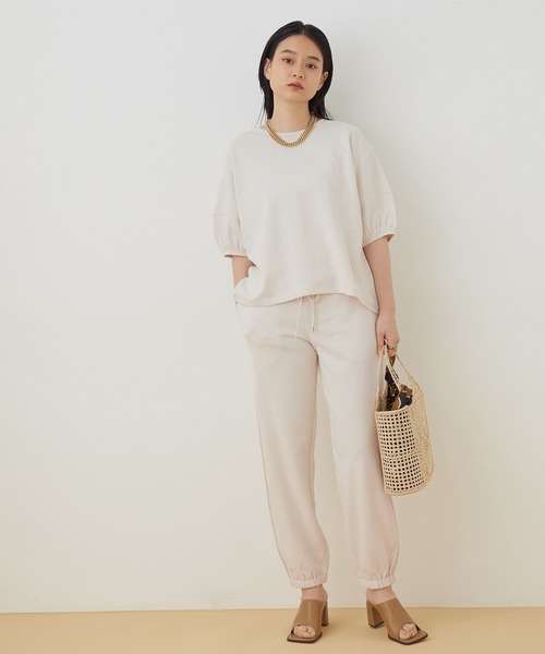 ADAM ET ROPE'(アダムエロペ)の「【WEB限定】ミニ裏毛パフスリーブTEE(Tシャツ/カットソー・レディース・チャコールグレー/キナリ/イエロー・FREE)」の8枚目の写真