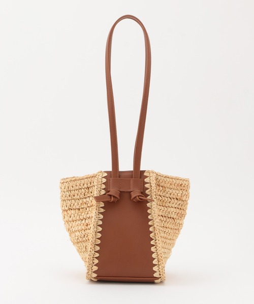 ROPE'（ロペ）の「ラフィアコンビミニバッグ（かごバッグ・レディース・ブラック/キャメル・FREE）」の4枚目の写真