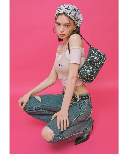 CRANK（クランク）の「『CRANK/クランク』DENIM TWO POCKET HOBO BAG/デニムホーボーバッグ（ハンドバッグ・レディース・ブラック/ブルー・FREE）」の3枚目の写真