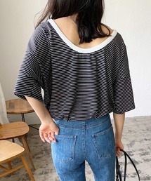 LIAN | バックオープンボーダーTシャツ(Tシャツ/カットソー)