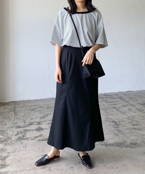 LIAN（リアン）の「バックオープンボーダーTシャツ（Tシャツ/カットソー・レディース・グリーン/オフホワイト/イエロー/ブラック・FREE）」の6枚目の写真